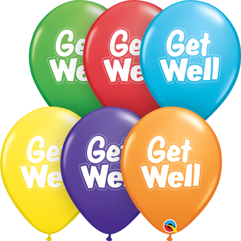 11" Get Well Dashed Latex Balloons